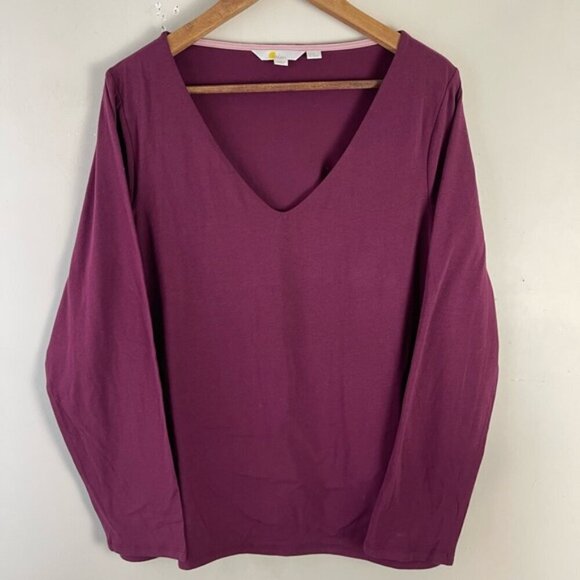 Boden Double Layer V-neck Top in Mulled Wine Purple size 20/22 jersey stretch - Picture 3 of 10